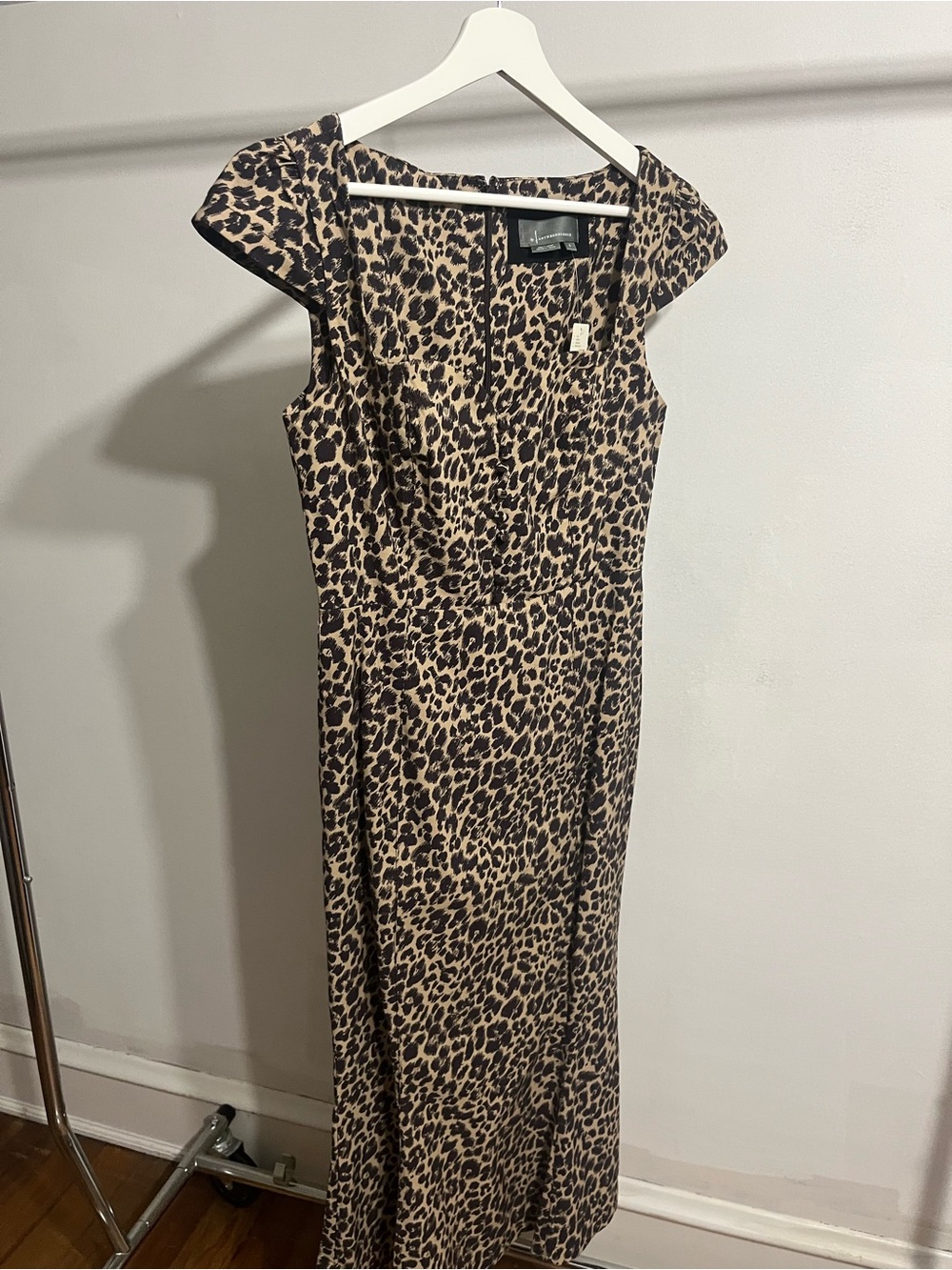 Anthropologie Leopard-Print Cap Sleeve Maxi Dress - Black & Tan